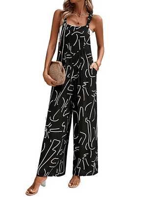 Mono Largo Estampado de Pierna Ancha