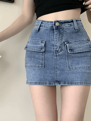 Micro Falda Cargo Denim Éclant – Cintura Alta
