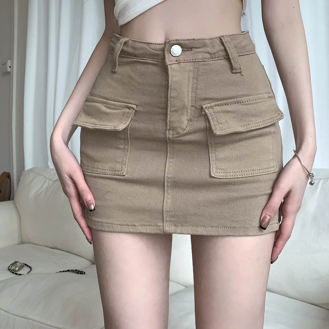 Micro Falda Cargo Denim Éclant – Cintura Alta 3