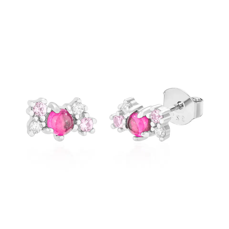 Aros circon fucsia 1