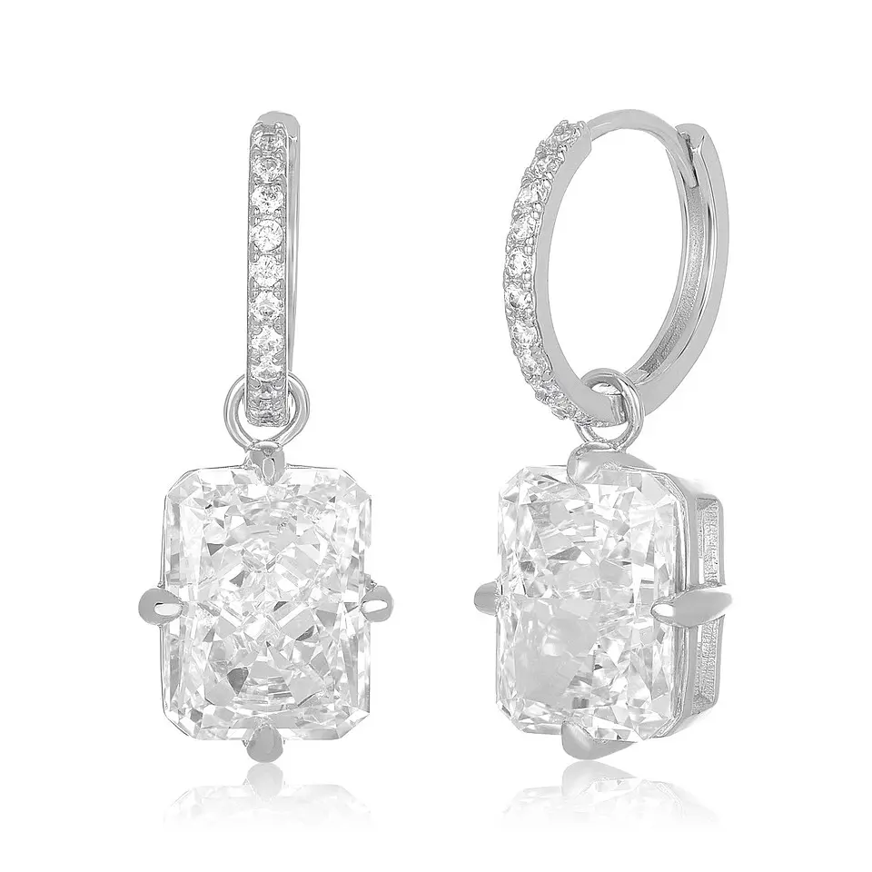 Argollas huggies circón colgante 5