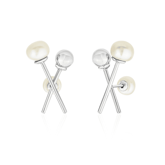 Aros cruzados con perlas 4