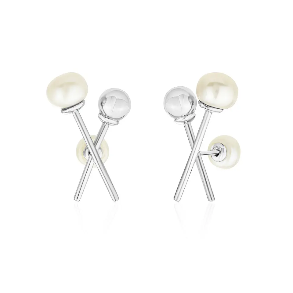 Aros cruzados con perlas 4