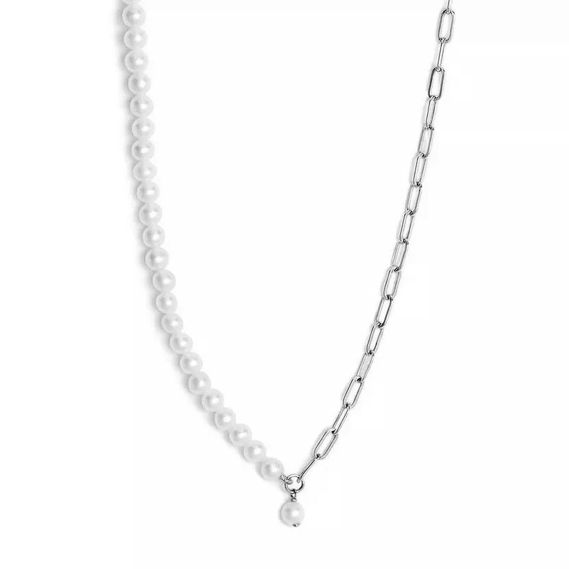 Collar perlas y eslabones  3