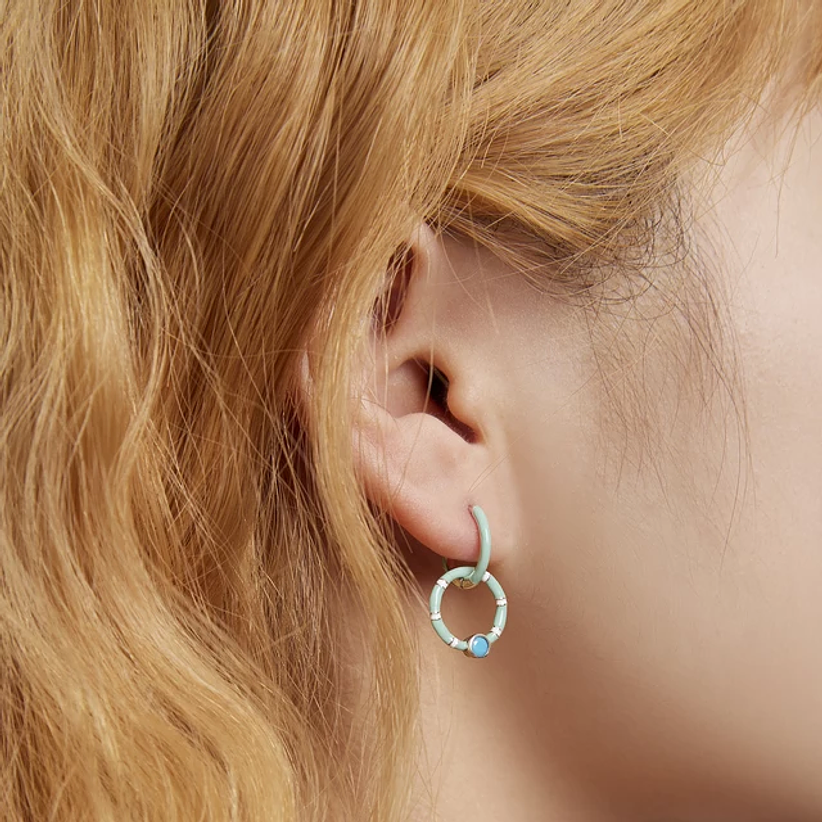 Argollas menta con colgante 1