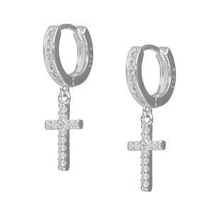 Argollas con cruz brillantes