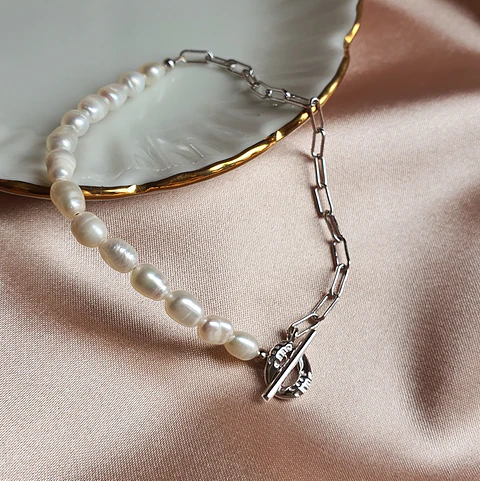 Pulsera perlas y eslabones