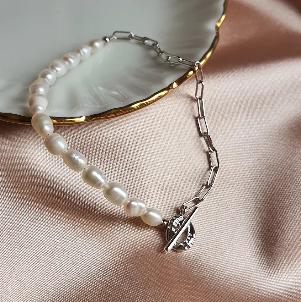 Pulsera perlas y eslabones 1