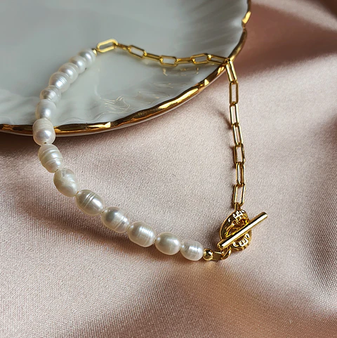 Pulsera perlas y eslabones