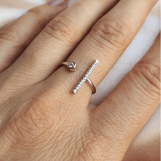 Anillo línea y círculo ajustable 1