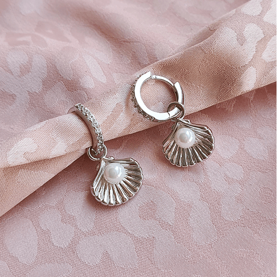Argollas concha con perla 5