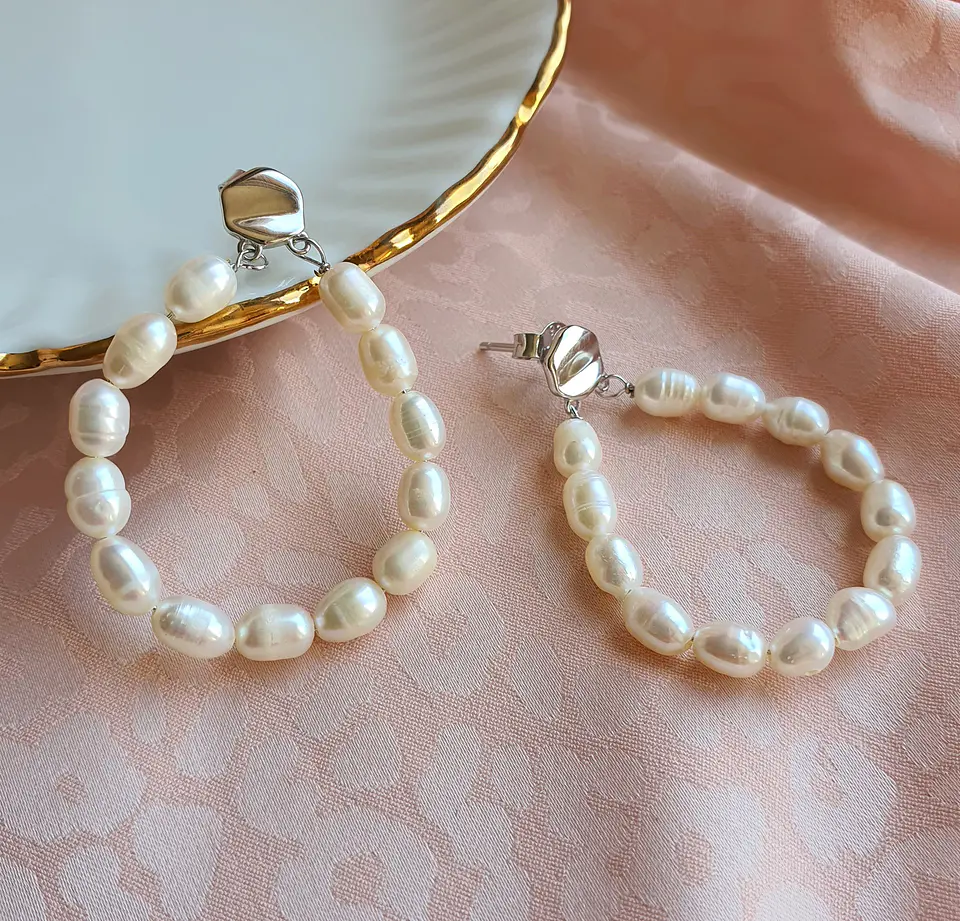 Aros de perlas de agua dulce 4