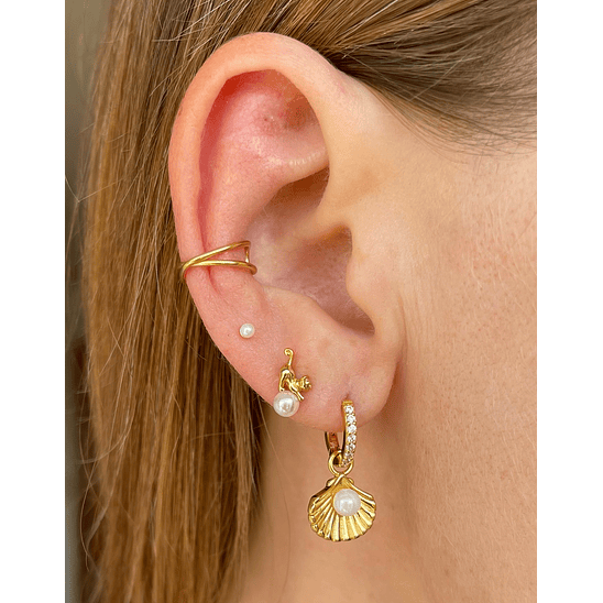 Argollas concha  con perla 2