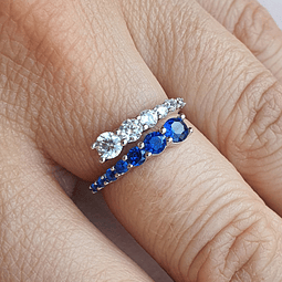 Anillo azul cristalino ajustable