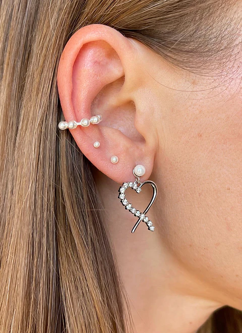 Conjunto de corazón y perlas