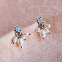 Aros de ópalo con perlas de agua dulce