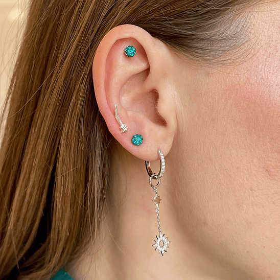 Argollas con estrellas colgantes 3
