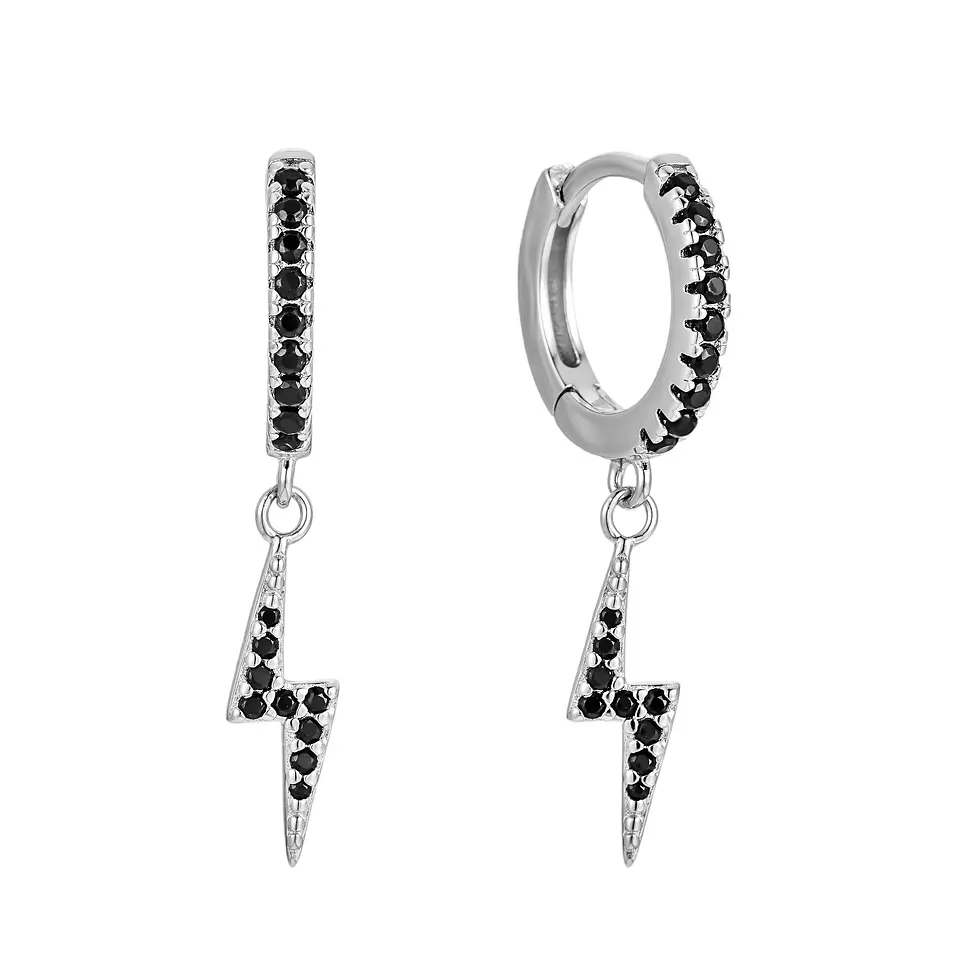 Argollas huggie rayos negros 3