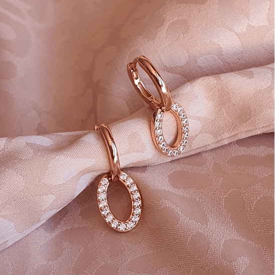 Argollas rosadas con colgante 4