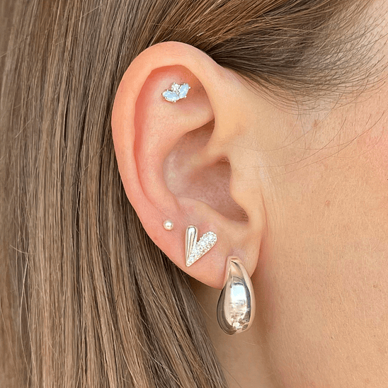 Piercing corona ópalo azul 2