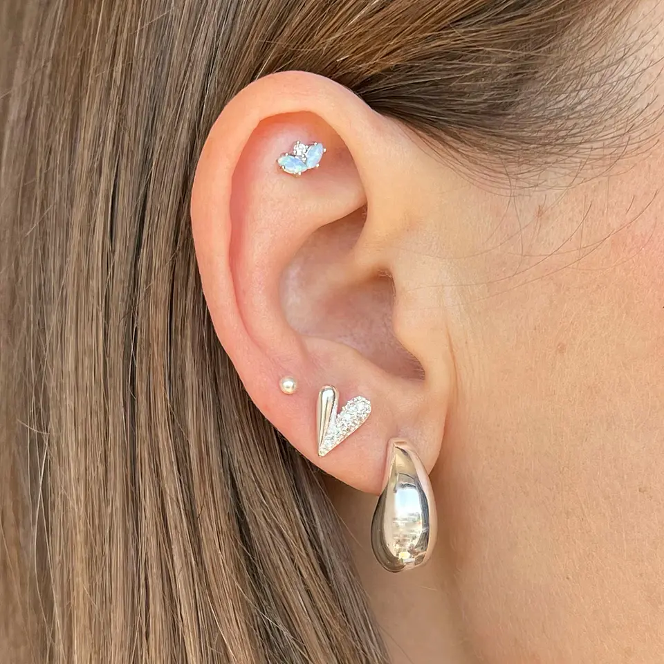 Piercing corona ópalo azul 2