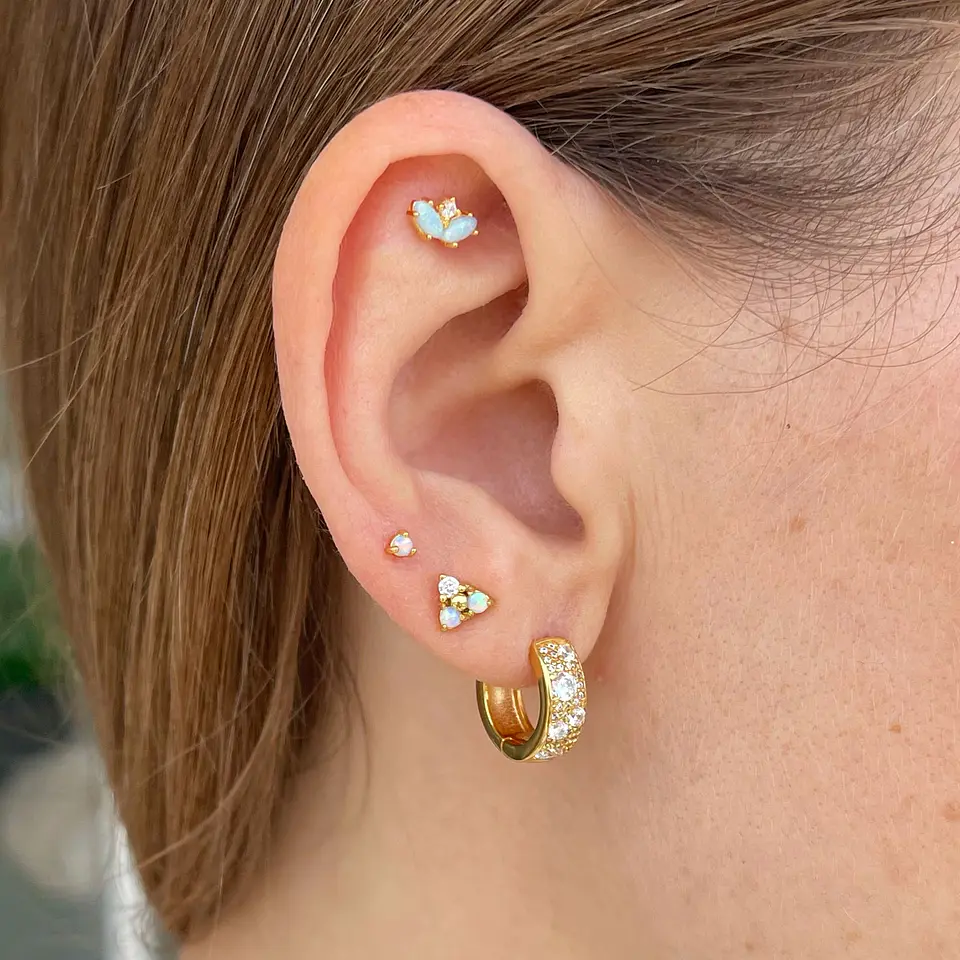 Piercing corona ópalo azul 2