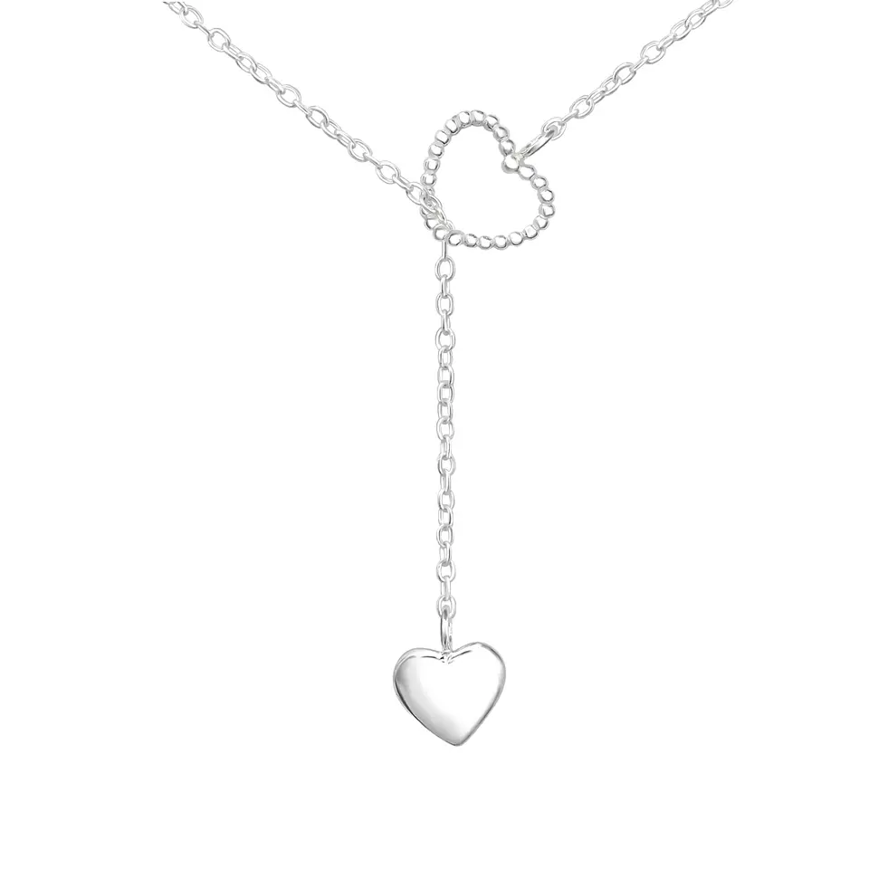 Collar  largo ajustable 2 corazones  1