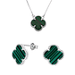 Aros de trébol malaquita + collar - Miniatura 2