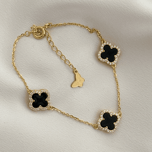 Pulsera de tréboles negros
