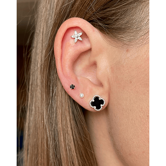 Aros de trébol con perla 2