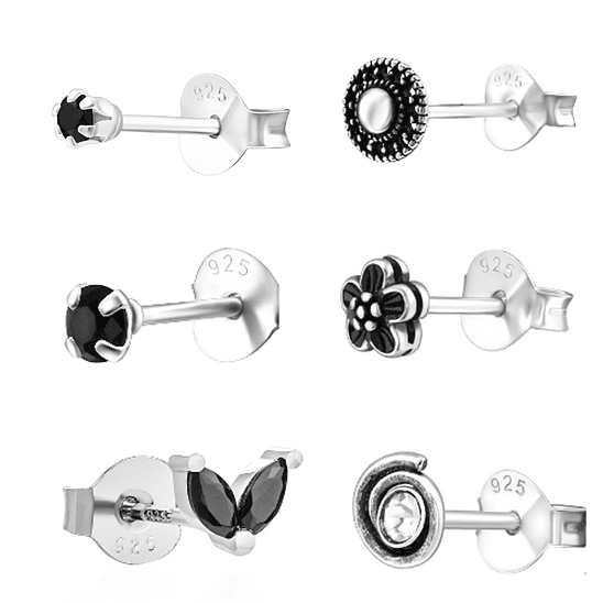 Conjunto 6 mini aros negros 2