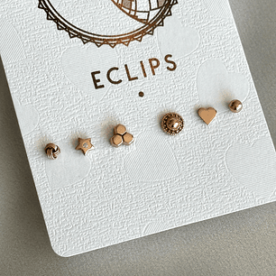 Conjunto 6 mini aritos oro rosado