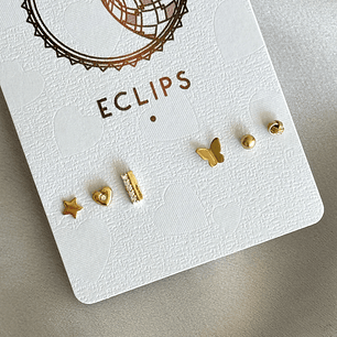 Conjunto 6 mini aritos dorados