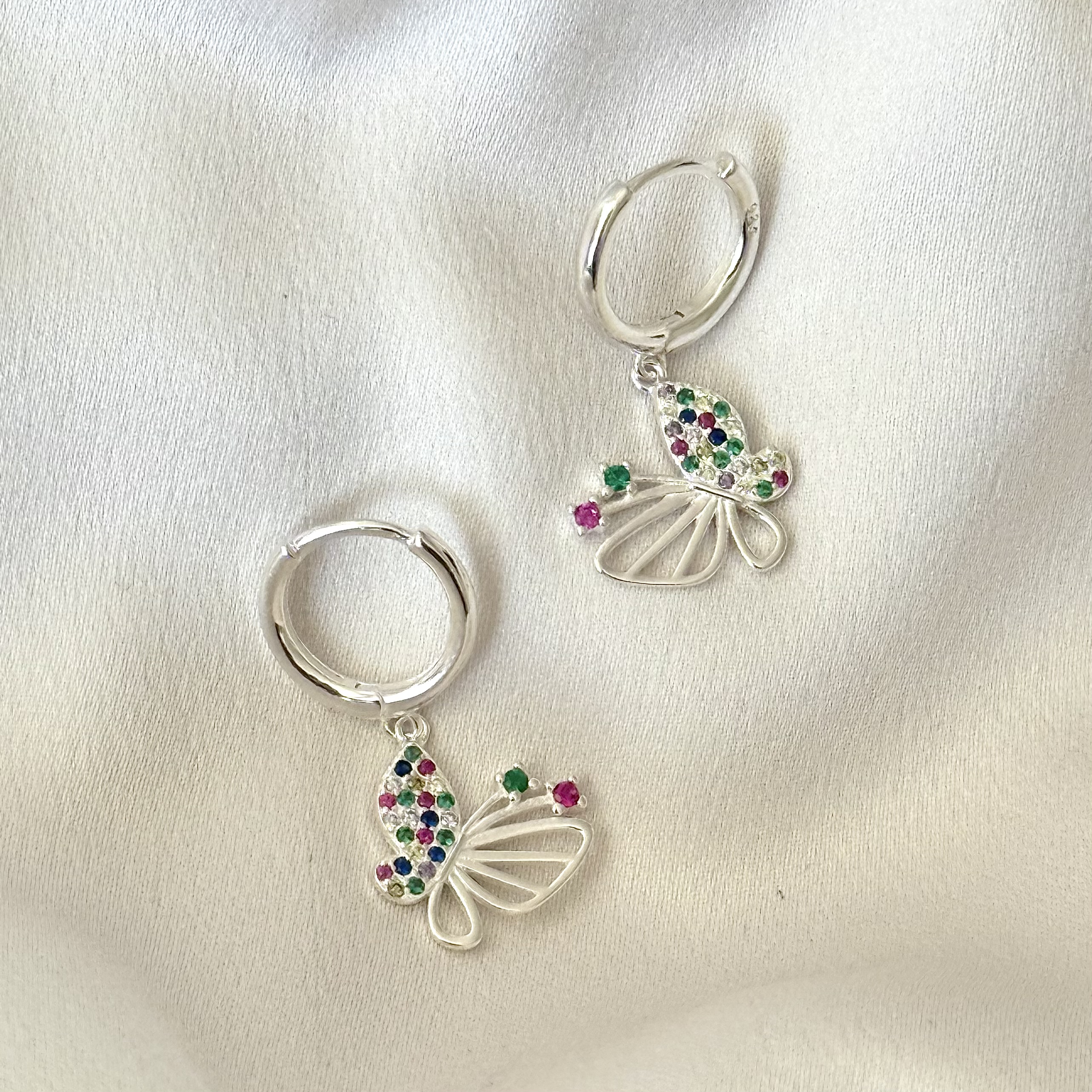 Aros Argollas Cintillo Mariposa Plata 925