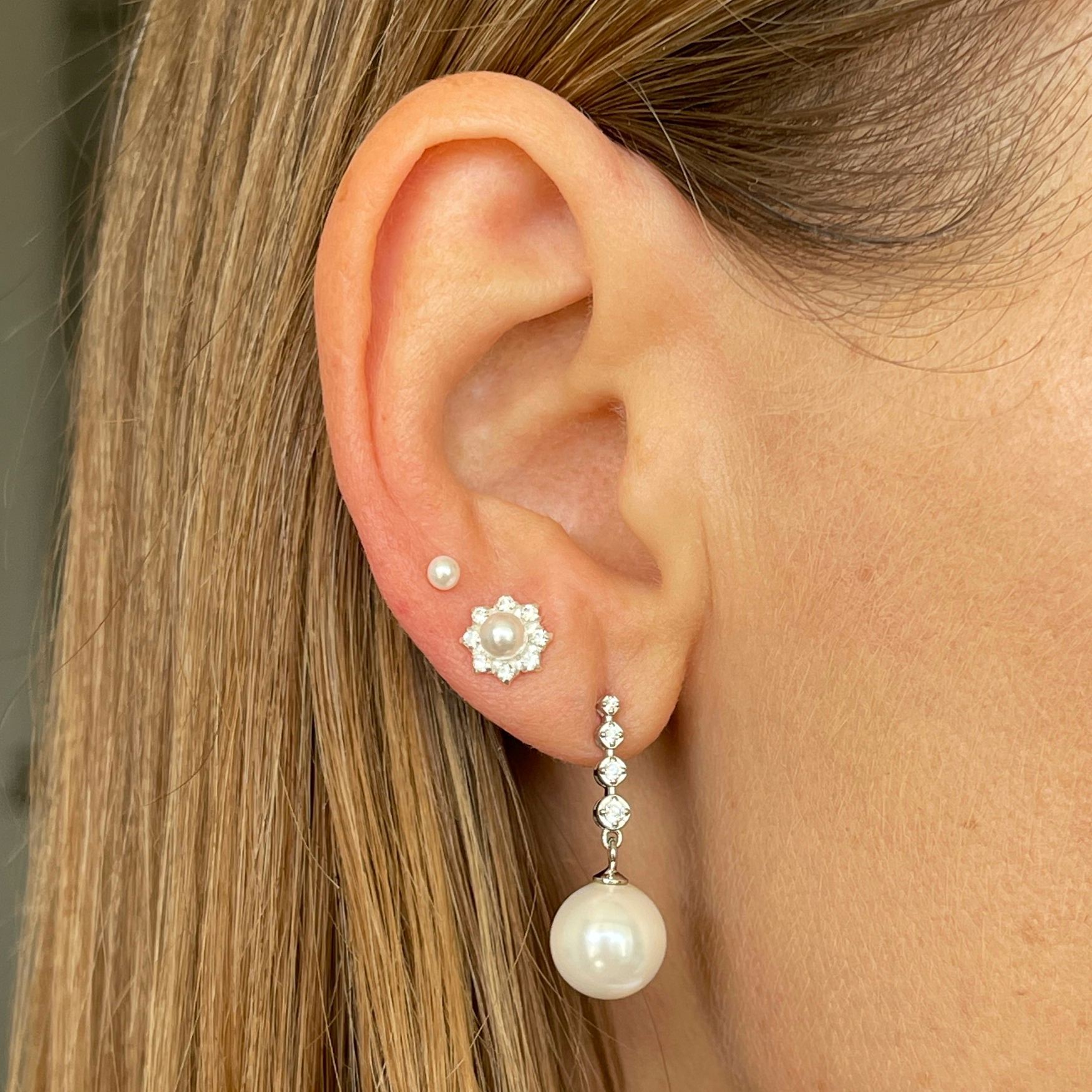 Conjunto perlas colgantes
