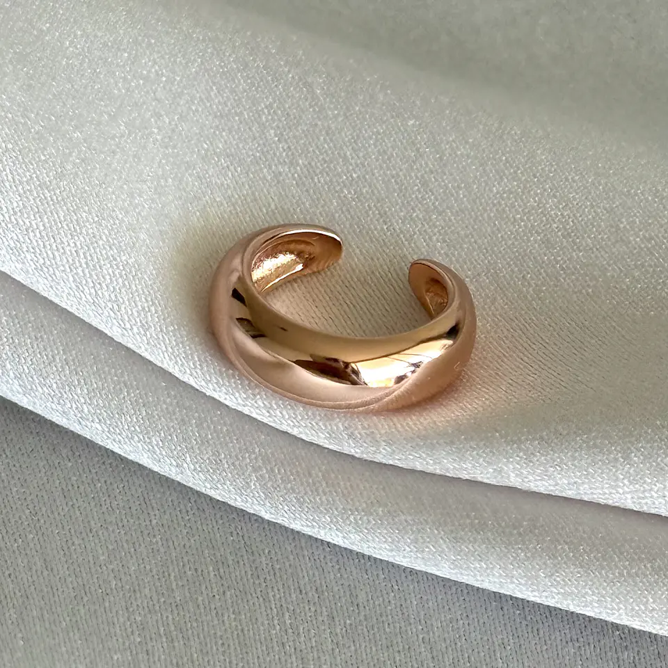 Cuff liso grueso oro rosado 1