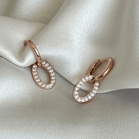 Argollas rosadas con colgante 1