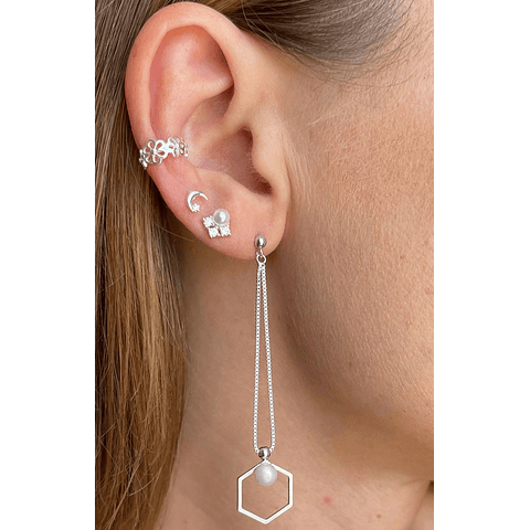 Hexágonos con perla colgantes