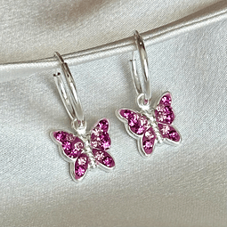Argollas mariposas fucsia