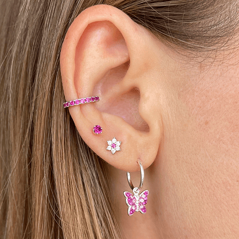 Argollas mariposas fucsia