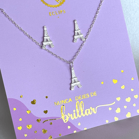 Collar + aros torre eiffel 