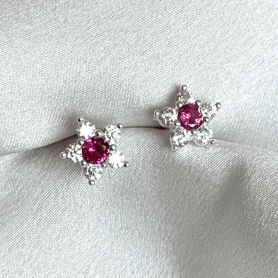 Flor circón rubí 9 mm 1
