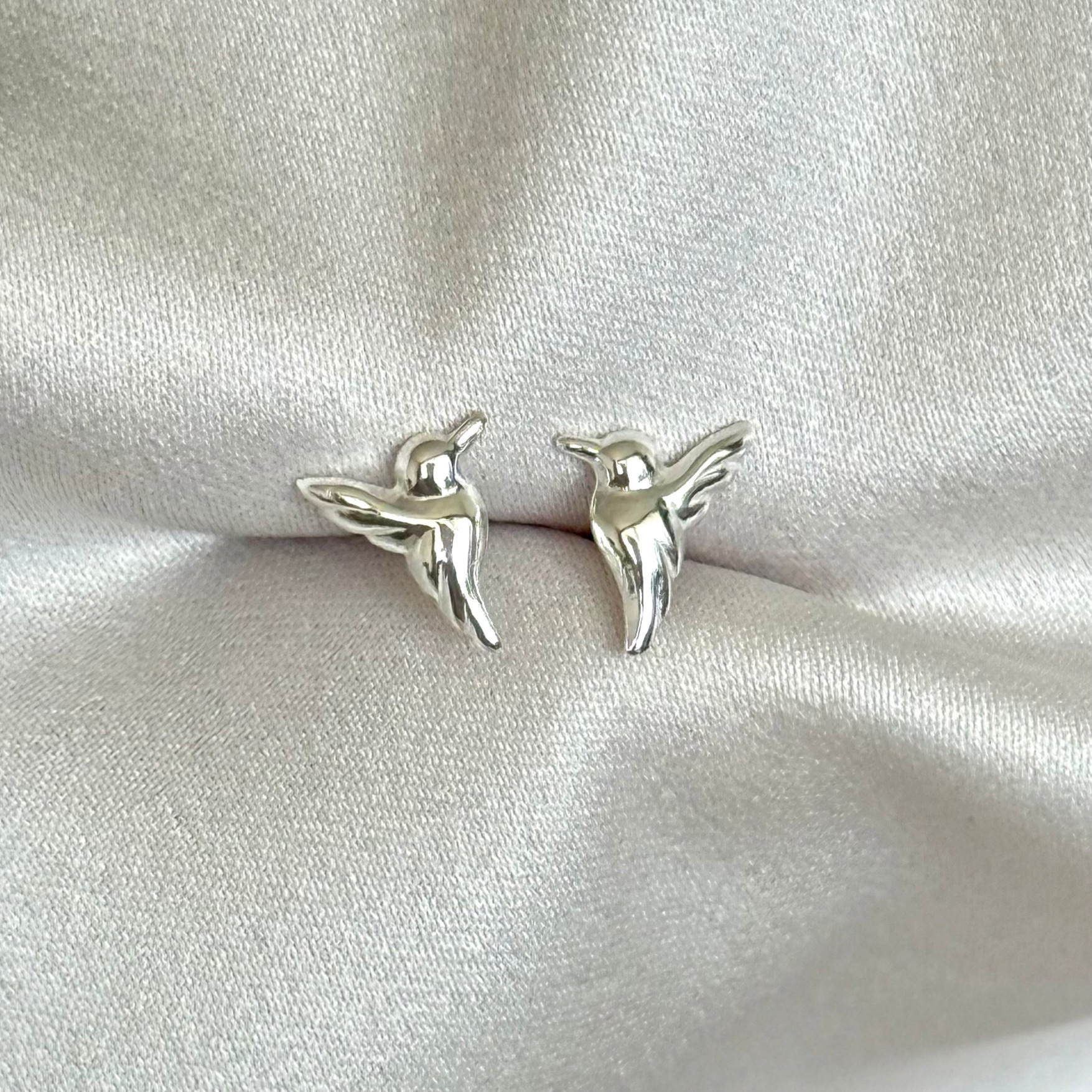 Aros Colibrí Azul/Verde Plata 925