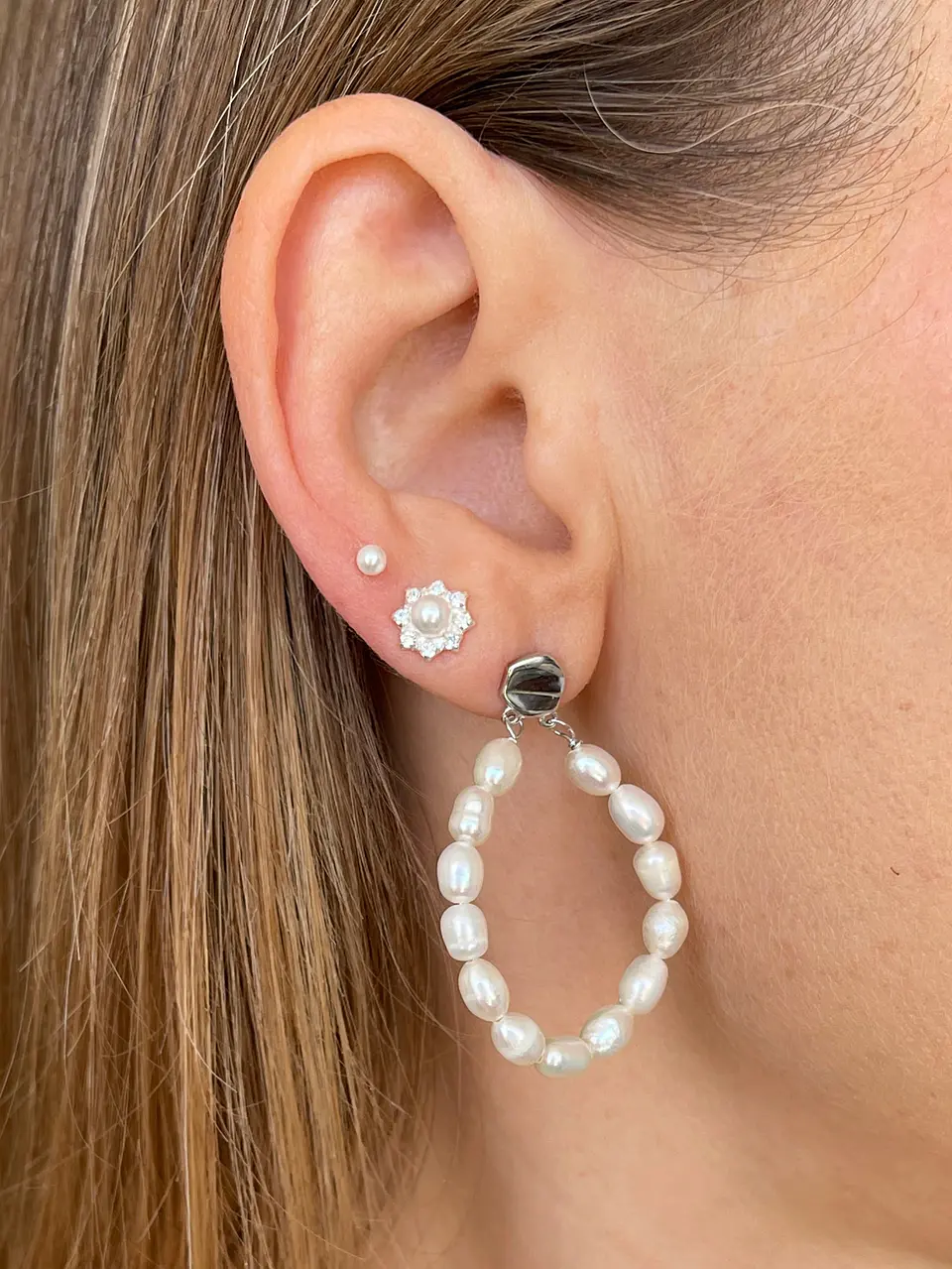 Aros de perlas de agua dulce 2