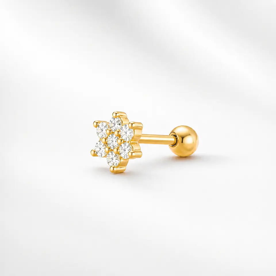 Piercing flor dorada 5,5 mm 1