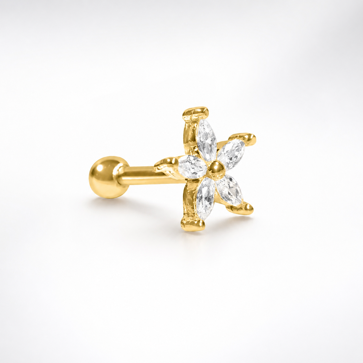Piercing flor dorada 7 mm