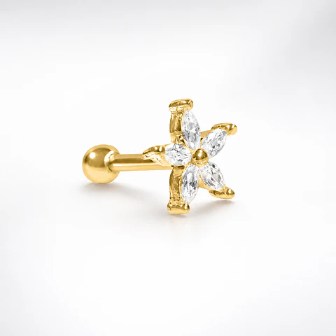 Piercing flor dorada 7 mm