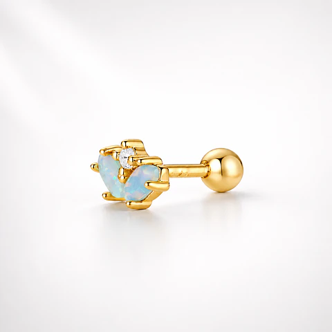 Piercing corona ópalo azul