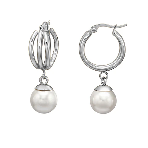 Argollas triples con perla a.q.