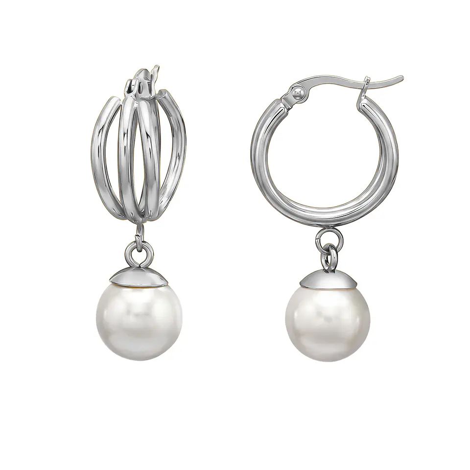Argollas triples con perla a.q. 1